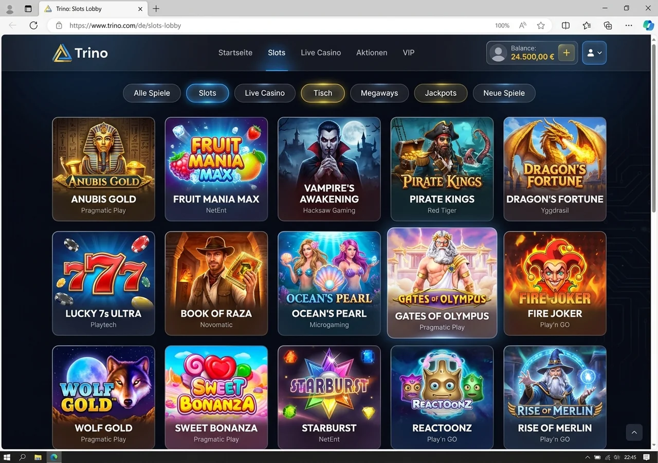 Spielangebot bei Trino – Trino